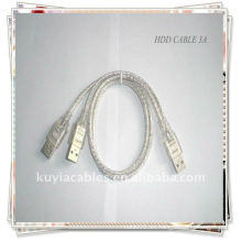 Cable USB USB 2.0 3A Cable 2 en 1 USB 2.0 A a A 3A Cable macho de alimentación / datos Y PARA EL CONTROLADOR DE DISCO DURO